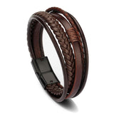 Men's Leather Cord Handwoven Bracelet Ethnic Style Bracelet 66720727L