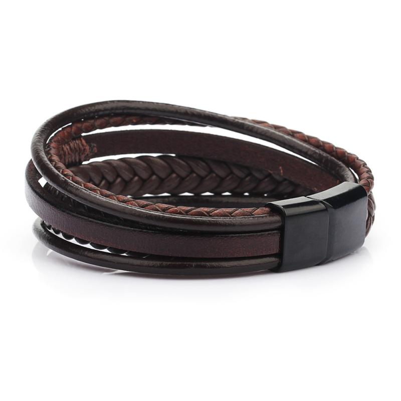 Men's Leather Cord Handwoven Bracelet Ethnic Style Bracelet 66720727L