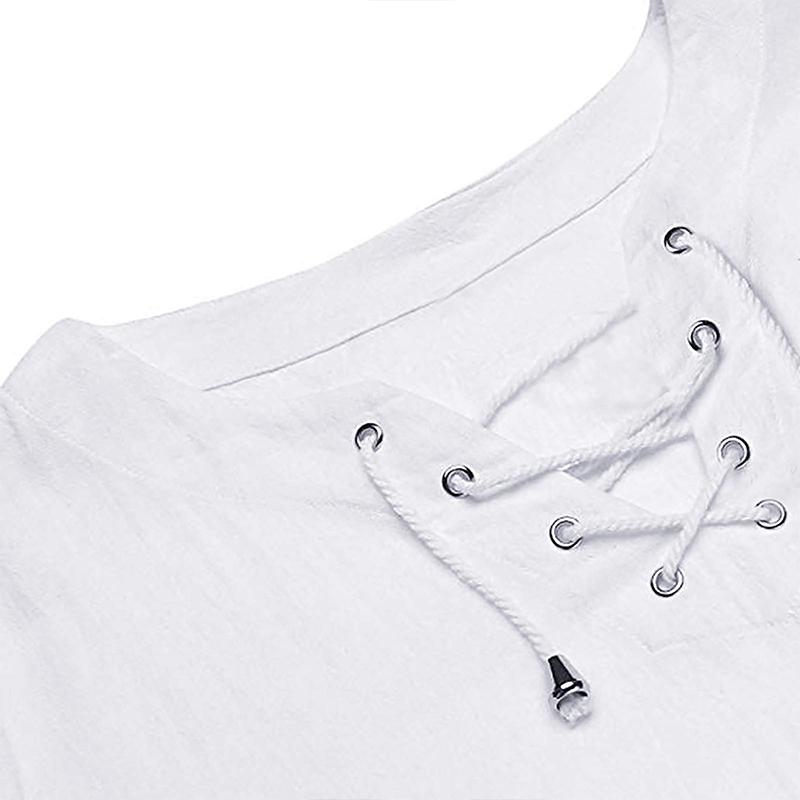 Men's Drawstring Collar Sleeveless Linen Shirt Shorts Set 29053799Z
